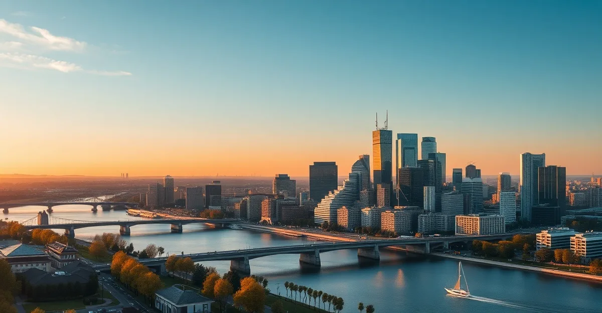 Frankfurt skyline with the Main river and the banking district