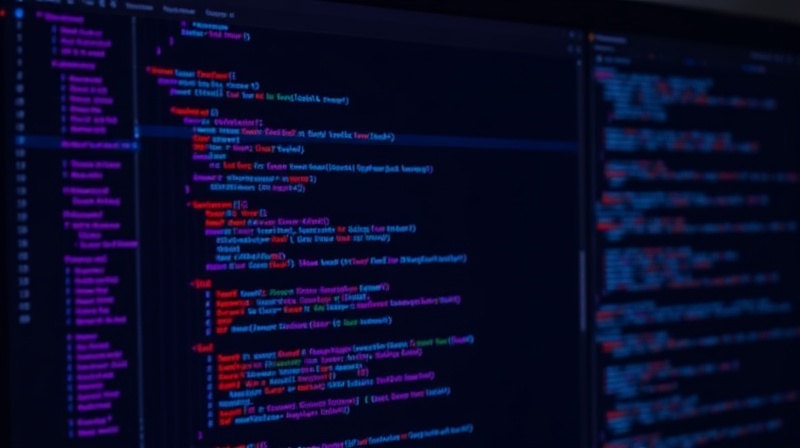 Developer coding with AI assistance using natural language prompts in creative workspace